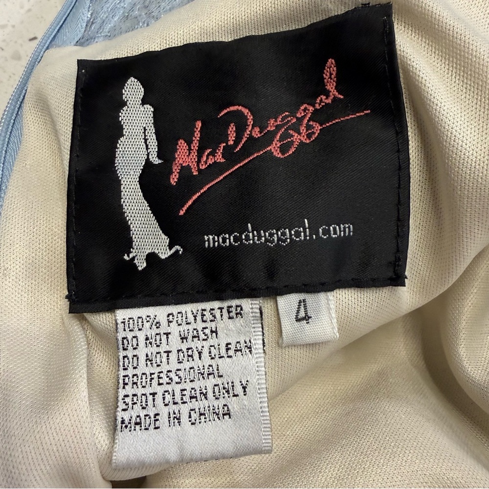 Mac Duggal One Shoulder Lace Beaded Dress Blue Corset Formal Prom Size 4 - Picture 4 of 16